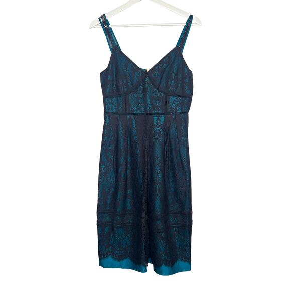 Draper James by Net-A-Porter Lace Mini Dress Teal/Black Women's Size 6 NWT - Picture 2 of 12